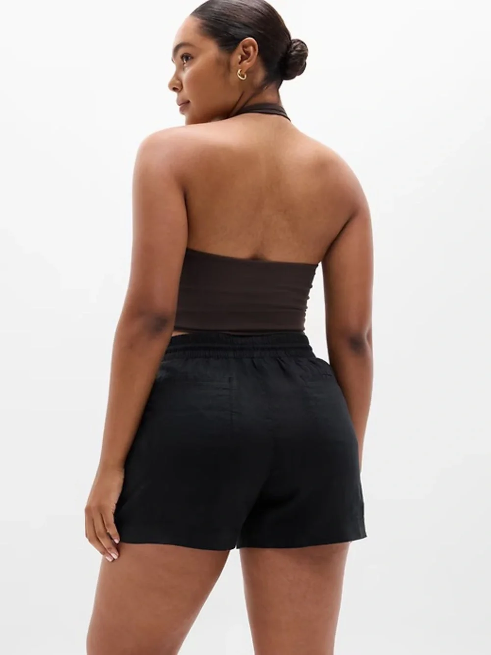 EUC Athleta Retreat Linen Mid Rise 4” Shorts in Black Size S